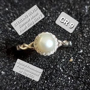 STERLING SILVER PEARL SUMMER MOON RING SIZE 7